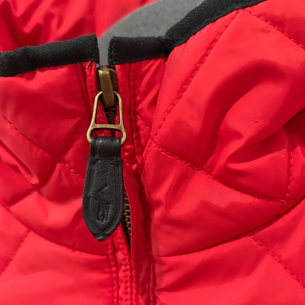 Ralph Lauren Sport Quilted Jacket Womens XL Red Diamond Mock‎ Neck Zip Puffer